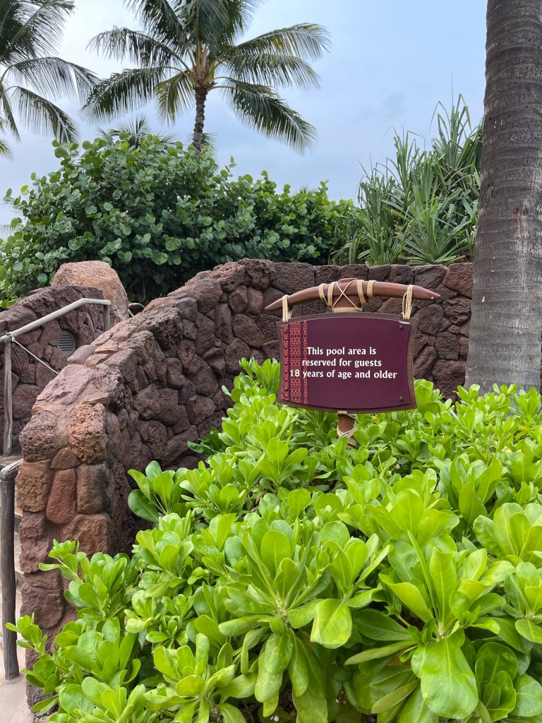 Aulani Adults Only pool sign