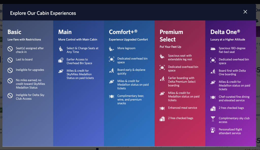 Delta ticket type descriptions